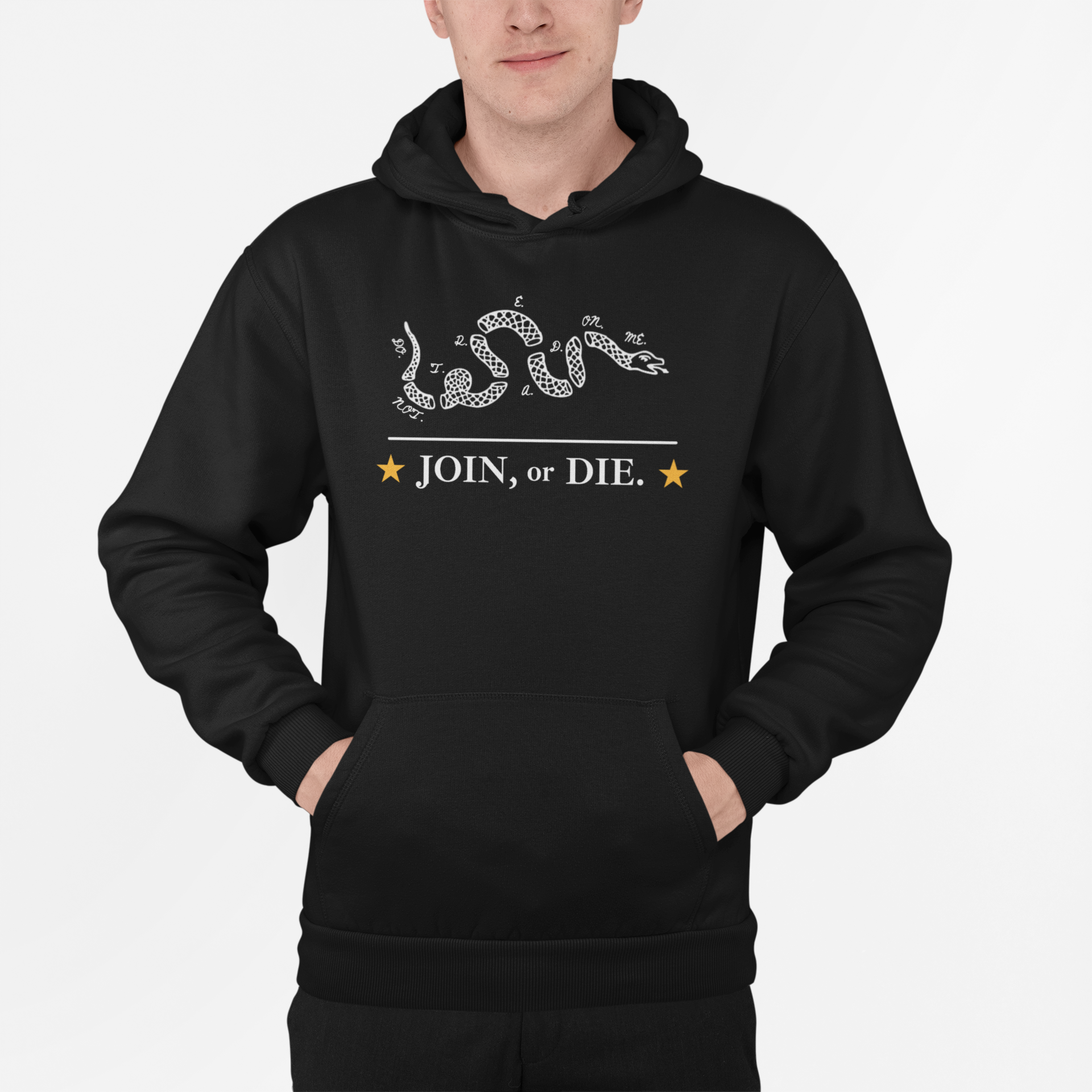 Join or Die Hoodie - White & Gold